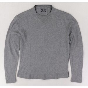 Zegna Sport Sweater Mens Medium Gray Wool Blend Crewneck Pullover Lightweight